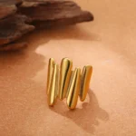 Doyours – Anello aperto geometrico irregolare in acciaio inox placcato oro 18K regolabile - immagine 4