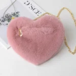 SweetHeart – Borsa a tracolla in peluche a forma di cuore con catena - immagine 3