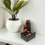 WINOMO – Fontana da Tavolo con Cascata, Luci LED e Ciottoli Naturali, Ricarica USB, Decorazione Rilassante per Interni