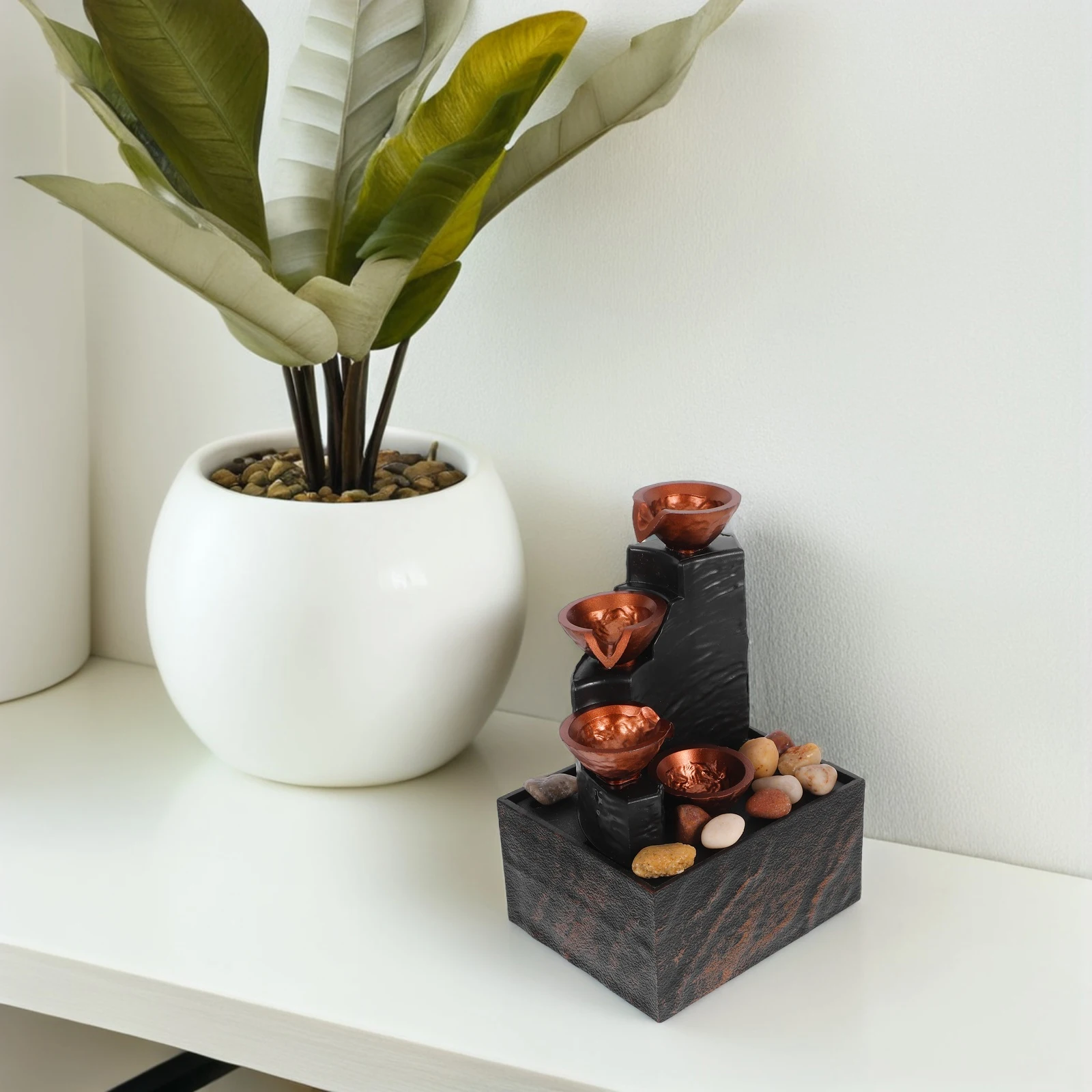 kf-S7dff4855b7384542bcd99f274474abbeW WINOMO – Fontana da Tavolo con Cascata, Luci LED e Ciottoli Naturali, Ricarica USB, Decorazione Rilassante per Interni - immagine 1