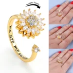 Doyours – Anelli antistress girevoli in acciaio inox placcati oro 18K con simboli Sole, Stella, Evil Eye e Girasole