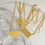 Doyours – Collana con ciondolo quadrato inciso numeri angelici 111/222/333 in acciaio inox - immagine 5