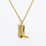 Doyours – Collana con ciondolo stivali da cowboy in acciaio inox placcato oro stile western