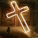 NeonGlow – Lampada al Neon a Forma di Croce con USB, Insegna LED Decorativa per Camera, Bar e Feste