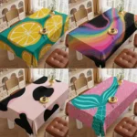 FruityHome – Tovaglia Impermeabile con Motivo Frutta Colorata in Poliestere, Stile Classico
