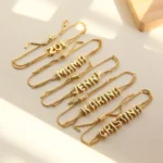 Doyours – Bracciale personalizzato con nome in rame placcato oro regolabile