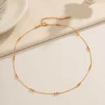 Doyours – Collana girocollo a catena con perline rotonde in acciaio inox placcato oro 18K - immagine 5