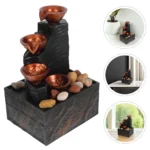 WINOMO – Fontana da Tavolo con Cascata, Luci LED e Ciottoli Naturali, Ricarica USB, Decorazione Rilassante per Interni - immagine 5