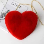 SweetHeart – Borsa a tracolla in peluche a forma di cuore con catena - immagine 5