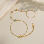 Doyours – Bracciale a catena in acciaio inox placcato oro 18K con zirconi colorati - immagine 3