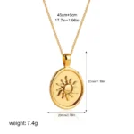 Doyours – Collana ovale Sun & Moon in acciaio inox placcato oro 18K stile retrò - immagine 6