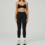 Set yoga donna 2 pezzi senza cuciture con top e leggings - immagine 5