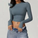 Top sportivo donna a maniche lunghe push up per palestra e yoga - immagine 3