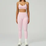 Set yoga donna 2 pezzi senza cuciture con top e leggings - immagine 6