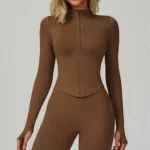 Giacca sportiva donna a manica lunga con zip per yoga e fitness - immagine 3