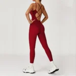 Tuta fitness intera donna con schiena scoperta e spalline incrociate - immagine 5