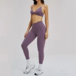 Completo yoga 2 pezzi da donna con leggings a vita alta