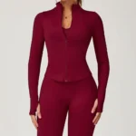 Giacca sportiva donna a manica lunga con zip per yoga e fitness