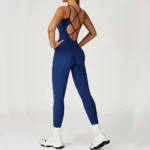 Tuta fitness intera donna con schiena scoperta e spalline incrociate - immagine 4