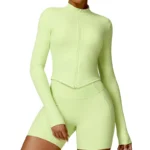 Top sportivo donna a maniche lunghe con zip per palestra e yoga - immagine 6