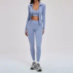 Set yoga donna 2/3 pezzi con leggings e top a maniche lunghe - immagine 2