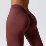 Leggings sportivi donna a vita alta push up color pesca - immagine 6