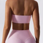 Top sportivo donna senza spalline elastico e traspirante - immagine 2