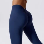 Leggings sportivi donna a vita alta push up color pesca - immagine 2