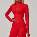 Giacca sportiva donna a manica lunga con zip per yoga e fitness - immagine 4