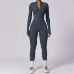 Tuta intera fitness donna a maniche lunghe con zip - immagine 5