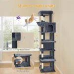 Albero tiragraffi per gatti 210 cm con cuccia e giochi - immagine 5