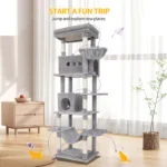 Albero tiragraffi per gatti 210 cm con cuccia e giochi - immagine 2