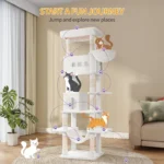 Albero tiragraffi per gatti 210 cm con cuccia e giochi - immagine 4