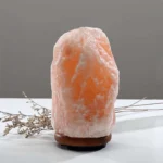 Lampada di sale rosa Himalaya con base in legno - immagine 2