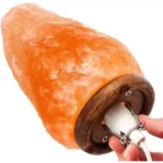 Lampada di sale Himalaya USB con base in legno - immagine 2