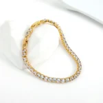Bracciale tennis zirconi oro in acciaio inox donna - immagine 2
