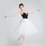 Gonna tutu in tulle 4 strati bianco e nero per danza e festa - immagine 3