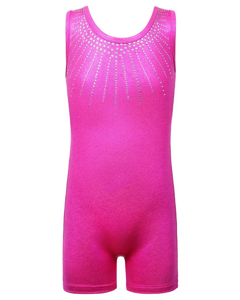 kf-H14478d1b01704773ad4a8b4263089f8a4 Body ginnastica ragazza senza maniche con strass hot pink - immagine 1