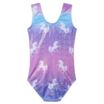 Body ginnastica bambina blu viola con cavallo cartoon - immagine 4