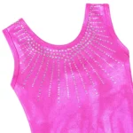 Body ginnastica ragazza senza maniche con strass hot pink - immagine 5