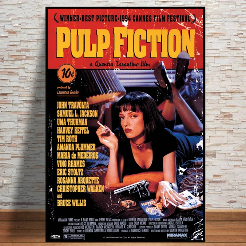 kf-H3c77e10933794b82a9a9e9e86ec09a2bW Poster Pulp Fiction vintage su tela per arredamento - immagine 1