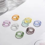 Anello geometrico in resina acrilica multicolore donna - immagine 6