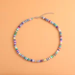 Collana girocollo boho arcobaleno in argilla polimerica - immagine 2
