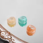 Set 3 anelli in resina colorata trasparente donna - immagine 4