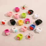 Anello donna in resina acrilica multicolore con frutti - immagine 2