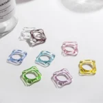 Anello geometrico in resina acrilica multicolore donna - immagine 4