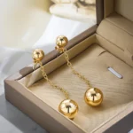 Orecchini pendenti doppia sfera metallo stile punk