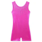 Body ginnastica ragazza senza maniche con strass hot pink - immagine 4