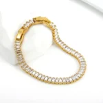 Bracciale tennis zirconi oro in acciaio inox donna
