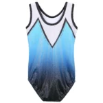Body ginnastica bambina blu sfumato senza maniche - immagine 4